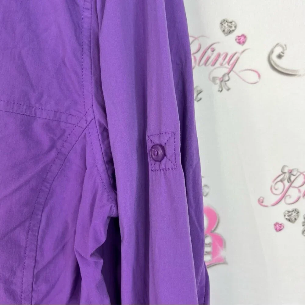 MEC button up royal Vibrant Purple Button Down Shirt for Women